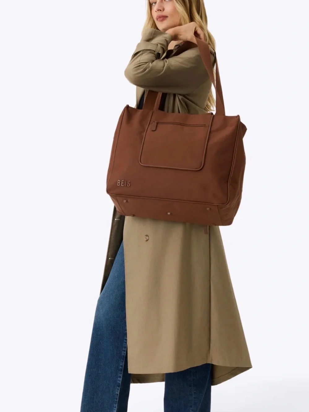 BEIS Brown Travel Tote with Adjustable Shoulder Strap - Picture 6 of 6